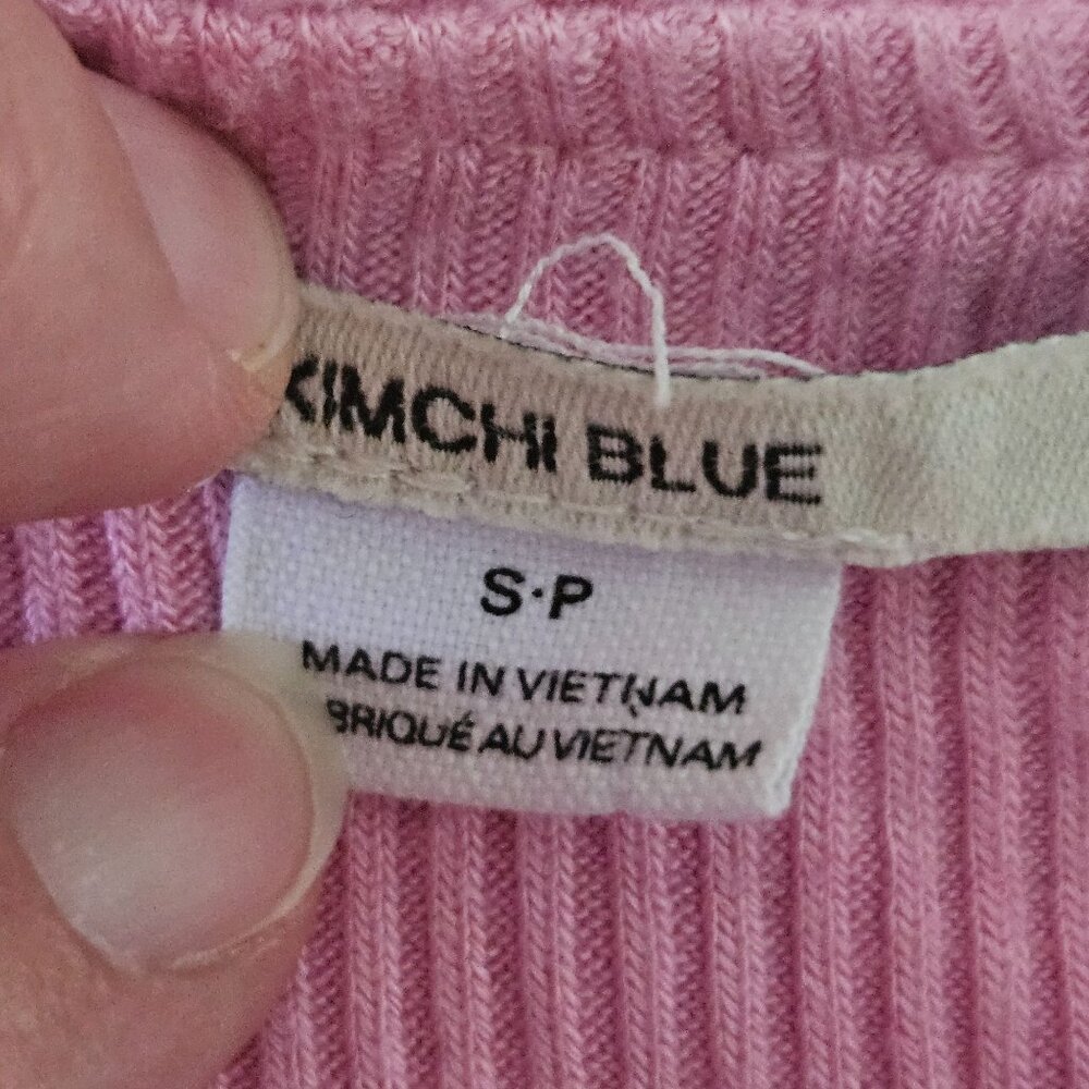 Urban Outfitters Kimchi Blue Natalia Pink Ribbed Off the Shoulder Top Small - Picture 4 of 5